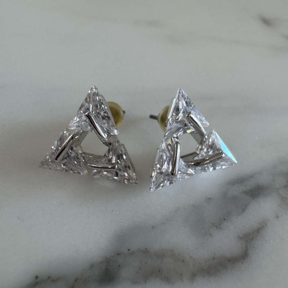 Elegant Silver Triangle Stud Earrings